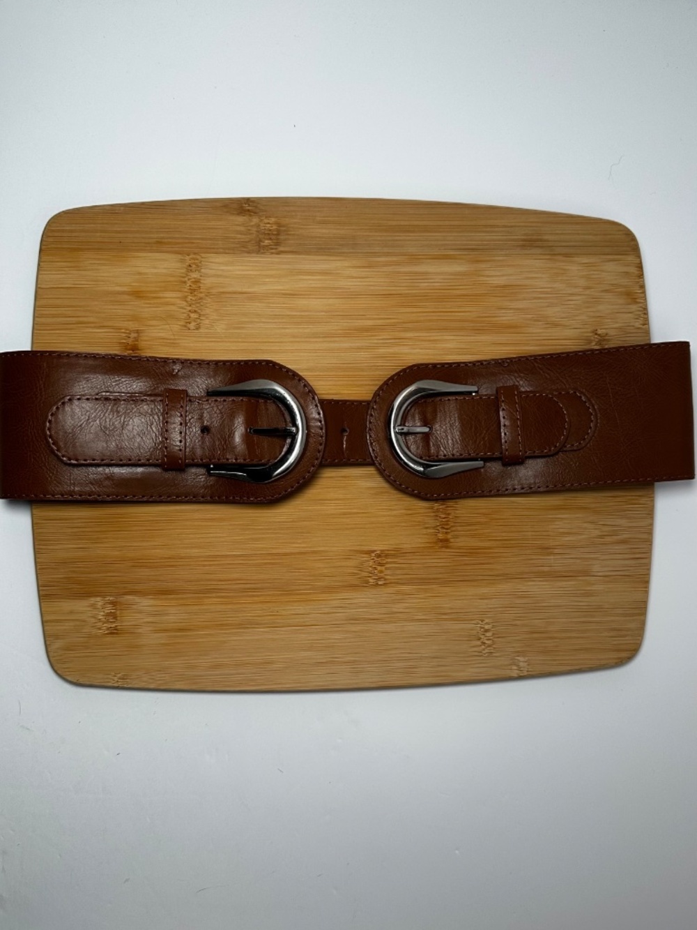 Costa Blanca Brown Double Buckle Wide Waist Belt Medium Adjustable - Picture 2 of 11